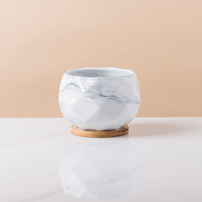 Keraminis gėlių vazonas su bambuko padėklu Japoniško stiliaus sultingas augalas vazonas Bonsai vazonas Sodo dekoras Kaktusų augalai Sodinamosios