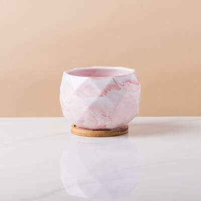 Keraminis gėlių vazonas su bambuko padėklu Japoniško stiliaus sultingas augalas vazonas Bonsai vazonas Sodo dekoras Kaktusų augalai Sodinamosios