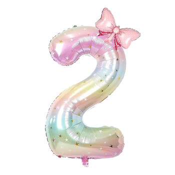 2Psc Butterfly Birthday Balloons 40 ιντσών Rainbow Gradient Digital Balloon Shower Balloon Helium Birthday Party Decoration Globe