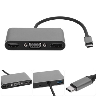 Dokovacia stanica MST 5 v 1 HUB 4K USB-C na DP HDMI/VGA s podporou duálneho displeja pre HP DELL XPS Surface Lenovo ThinkPad