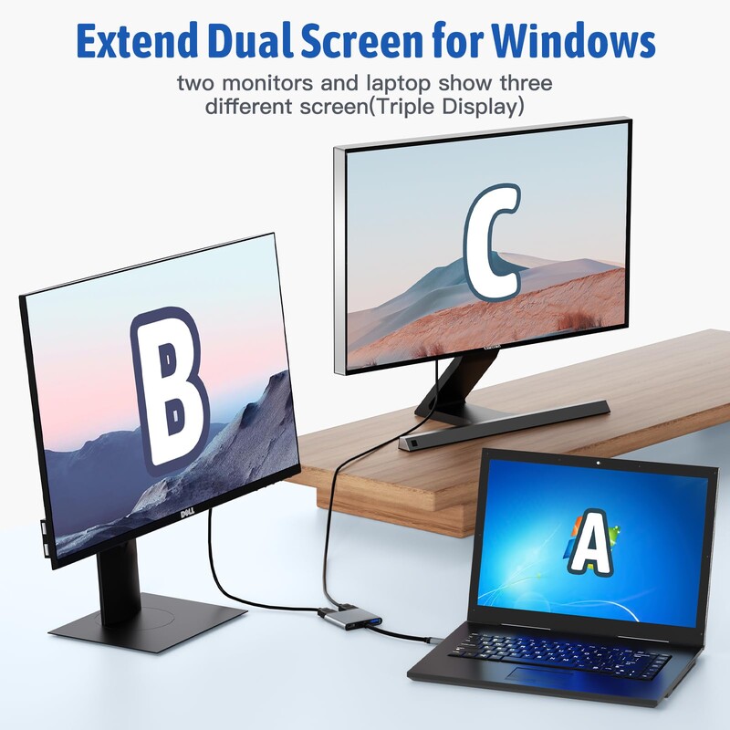 Dokovacia stanica MST 5 v 1 HUB 4K USB-C na DP HDMI/VGA s podporou duálneho displeja pre HP DELL XPS Surface Lenovo ThinkPad