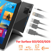 USB C HUB για Microsoft Surface Go/Go2/Go3 USB 3.0 σε HDMI RJ45 3,5 mm προσαρμογέα ήχου Dock Multi USB Hub Ethernet Διαχωριστής USB3.0
