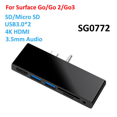 USB C HUB για Microsoft Surface Go/Go2/Go3 USB 3.0 σε HDMI RJ45 3,5 mm προσαρμογέα ήχου Dock Multi USB Hub Ethernet Διαχωριστής USB3.0