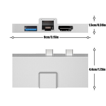 За Microsoft Surface Pro 8 9 X Type-C Hub докинг станция с 4K HDMI-съвместим RJ45 USB 3.0 Четец на карти памет Конвертор HUB