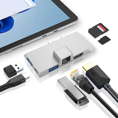 Microsoft Surface Pro 8 9 X Type-C hub dokkolóállomáshoz 4K HDMI-kompatibilis RJ45 USB 3.0 memóriakártya-olvasó konverter hubbal