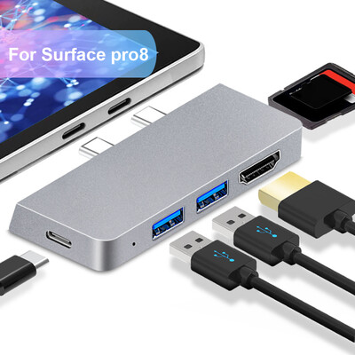 Για Microsoft Surface Pro 8 9 X Type-C Hub Station με 4K HDMI συμβατό RJ45 HUB μετατροπέα καρτών μνήμης USB 3.0