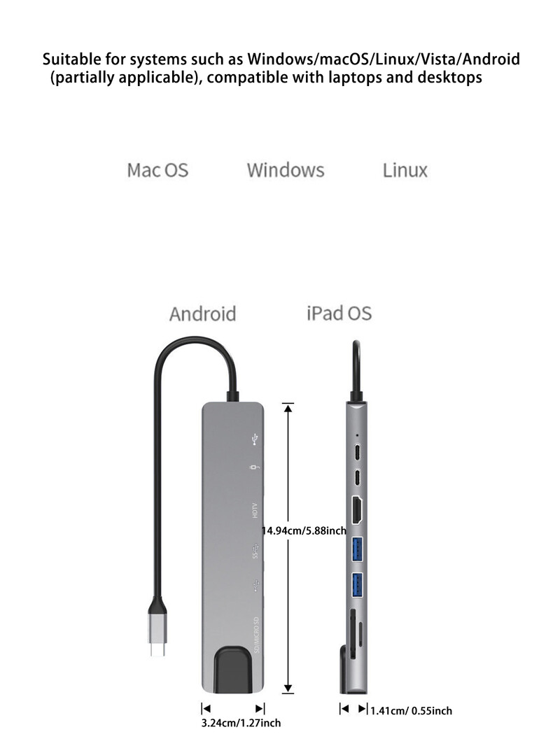 Dock de expansiune pentru notebook TypeC 8-în-1, material din aliaj de aluminiu, card de rețea de 100 megabiți, hub multifuncțional