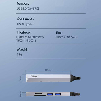 Remax Usb 3.0 Hub Adapter 5 in 1 TF SD Splitter Reader USB Τύπος c σε HDMI Για Σημείωση Πληκτρολόγια παιχνιδιών φορητού υπολογιστή MacBook Ποντίκι υπολογιστή