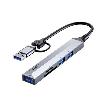 Adaptor Hub Remax Usb 3.0 Cititor 5 în 1 TF SD Splitter USB tip c la HDMI pentru Note MacBook Laptop Tastaturi de joc Mouse de computer