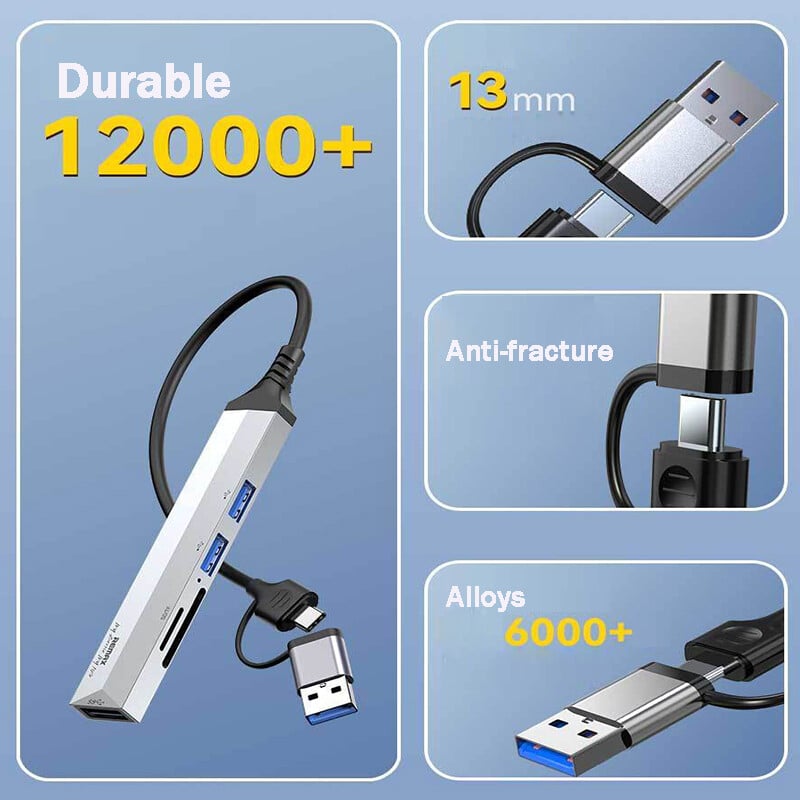 Adaptor Hub Remax Usb 3.0 Cititor 5 în 1 TF SD Splitter USB tip c la HDMI pentru Note MacBook Laptop Tastaturi de joc Mouse de computer
