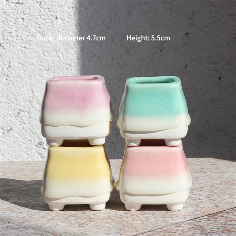 Cserepes növények Egyszerű és légáteresztő mázas kerámia zöld növények nélkül zamatos kaktusz növényekhez Flow Glaze kerámia növénycserép