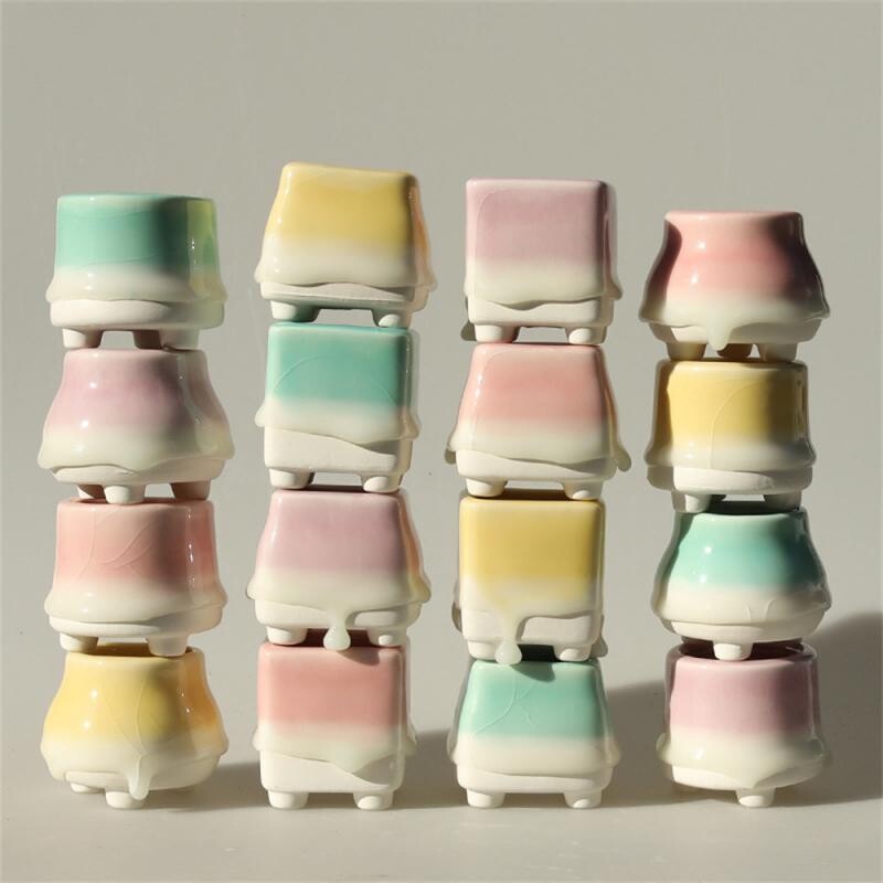 Cserepes növények Egyszerű és légáteresztő mázas kerámia zöld növények nélkül zamatos kaktusz növényekhez Flow Glaze kerámia növénycserép