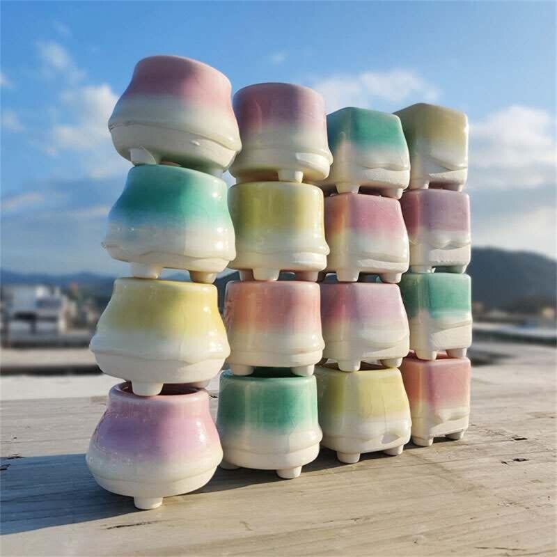 Cserepes növények Egyszerű és légáteresztő mázas kerámia zöld növények nélkül zamatos kaktusz növényekhez Flow Glaze kerámia növénycserép