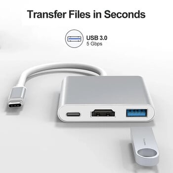 Για φορητό υπολογιστή 3 σε 1 USB C HUB Type-C σε HDTV Προσαρμογέας USB-C 3.1 Splitter 4K30Hz PD100W SD TF Dock για MacBook iPad Pro Air Huawei