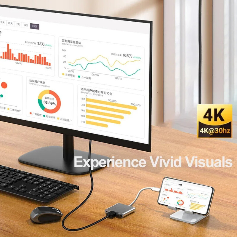 Laptophoz 3 az 1-ben USB C HUB Type-C – HDTV adapter USB-C 3.1 Splitter 4K30Hz PD100W SD TF Dock MacBook iPad Pro Air Huaweihez