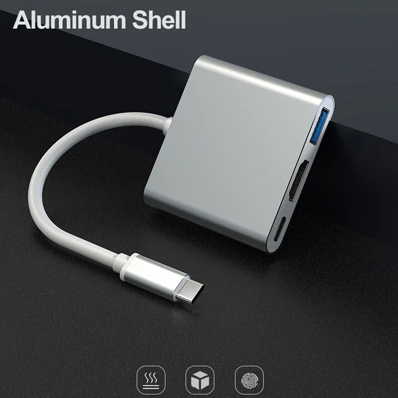 Laptophoz 3 az 1-ben USB C HUB Type-C – HDTV adapter USB-C 3.1 Splitter 4K30Hz PD100W SD TF Dock MacBook iPad Pro Air Huaweihez