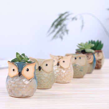 European Owl Animal Thumb Μικρή γλάστρα Creative Succulent Plant Pot Personality Ceramic Crafts Διακόσμηση σπιτιού