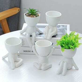 Nordic Creative Cute Tree Man Pot, Κεραμικό, Little People, Body Flower Flowers, Home Office Στολίδια, Cartoon Succulent Potted