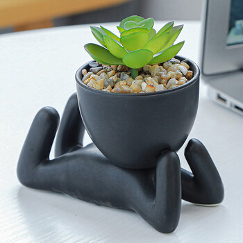 Nordic Creative Cute Tree Man Pot, Κεραμικό, Little People, Body Flower Flowers, Home Office Στολίδια, Cartoon Succulent Potted