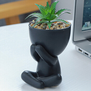 Nordic Creative Cute Tree Man Pot, Κεραμικό, Little People, Body Flower Flowers, Home Office Στολίδια, Cartoon Succulent Potted