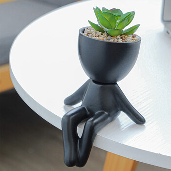 Nordic Creative Cute Tree Man Pot, Κεραμικό, Little People, Body Flower Flowers, Home Office Στολίδια, Cartoon Succulent Potted