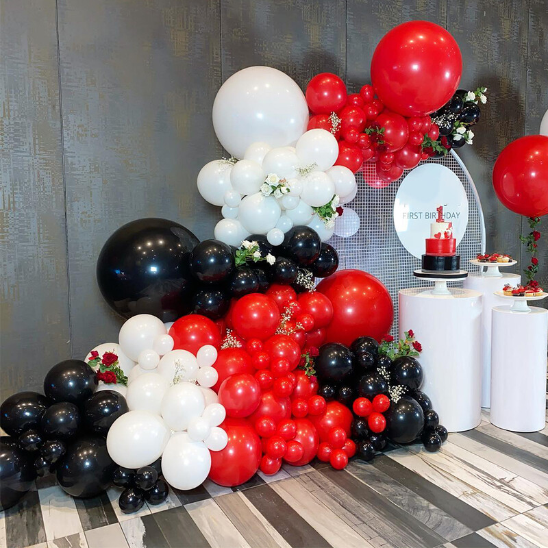 Kit arc balon din latex alb roșu, Crăciun, nuntă, petrecere de naștere, duș de mireasă, dezvăluire de gen, aniversari, decorațiuni de iarnă