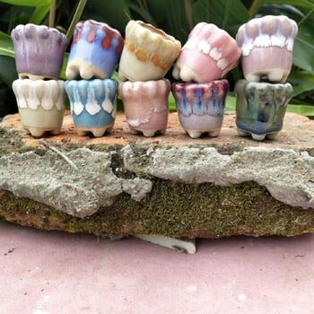 10 τμχ Mini Ceramics Fowerpot Mini Lithops Cactus Succulent Plant Thumb Flowerpot Home Garden Bonsai σε γλάστρα Φύτευση γλάστρας