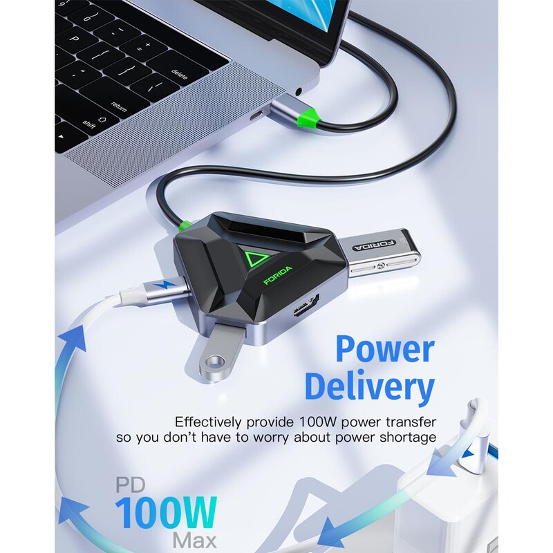 Getatek USB C Hub 6 in 1 Adapter 4K@60Hz HDMI 100W PD USB 3.0 5Gbps SD/TF kaardilugeja USB dokkimisjaam MacBook Air M1 M2 jaoks