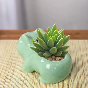 Creative Ceramic Mini Flowerpot Jucculent Planter Cute Green Plants Planter Γλάστρα με τρύπα Διακόσμηση κήπου σπιτιού εξωτερικού χώρου