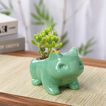 Creative Ceramic Mini Flowerpot Jucculent Planter Cute Green Plants Planter Γλάστρα με τρύπα Διακόσμηση κήπου σπιτιού εξωτερικού χώρου