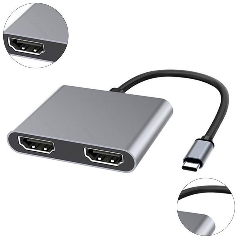 Adaptér C Hub 4K 60 Hz na duálny HDMI kompatibilný s rozširujúcou obrazovkou, dokovacia stanica typu C pre Macbook, notebook, mobilný telefón, PC
