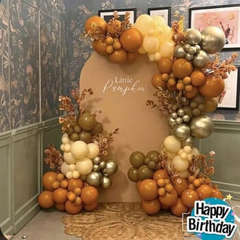 102 τεμ. Πορτοκαλί μπαλόνι γιρλάντα Arch Kit, BOrange Brown Sand White Balloons for Thanksgiving Balloon Decoration