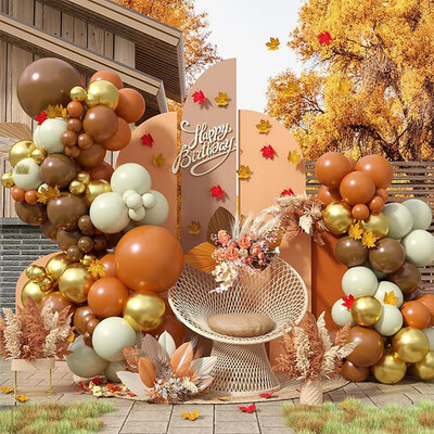 102 τεμ. Πορτοκαλί μπαλόνι γιρλάντα Arch Kit, BOrange Brown Sand White Balloons for Thanksgiving Balloon Decoration