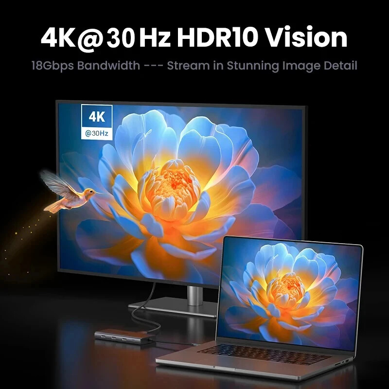 10 v 1 USB C HUB 4K 30Hz dokovacia stanica typu C na HDMI kompatibilná s RJ45 Ethernet PD100W pre MacBook iPad Huawei Sumsang Phone
