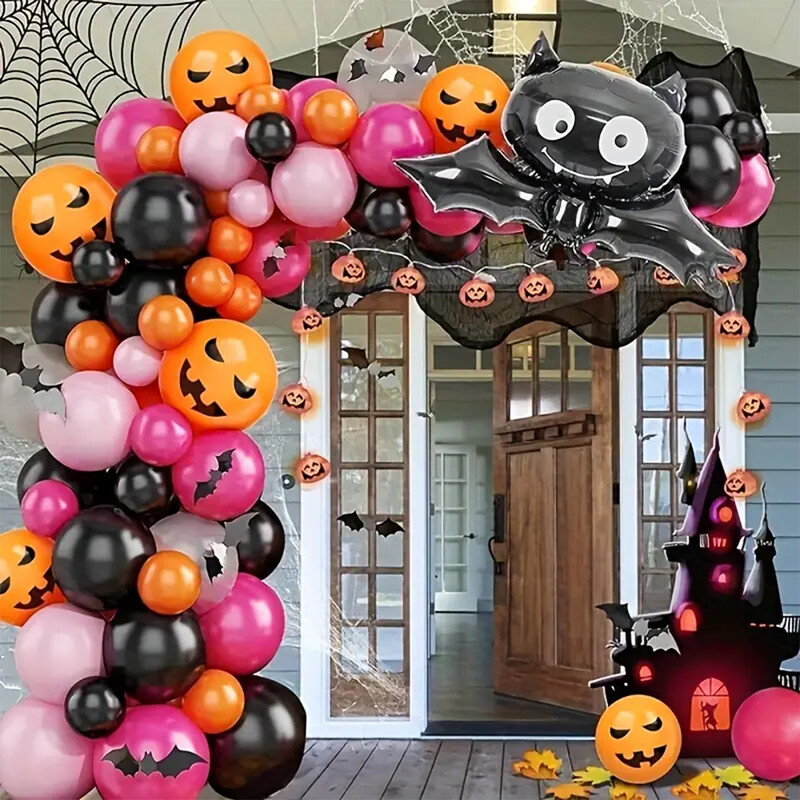 Set arc cu baloane de Halloween - fantomă drăguță, perfect pentru petreceri de groază, adunări de familie și decorațiuni de Halloween pentru evenimente tematice