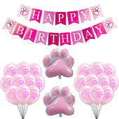 Kutya macska fólia lufi Rózsaszín Mancs Latex Ballon Állat Kisállat Party Boldog Születésnapot Banner Járőrözött Babazuhany Dekorációk Lányos Játékok