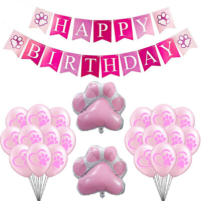 Kutya macska fólia lufi Rózsaszín Mancs Latex Ballon Állat Kisállat Party Boldog Születésnapot Banner Járőrözött Babazuhany Dekorációk Lányos Játékok