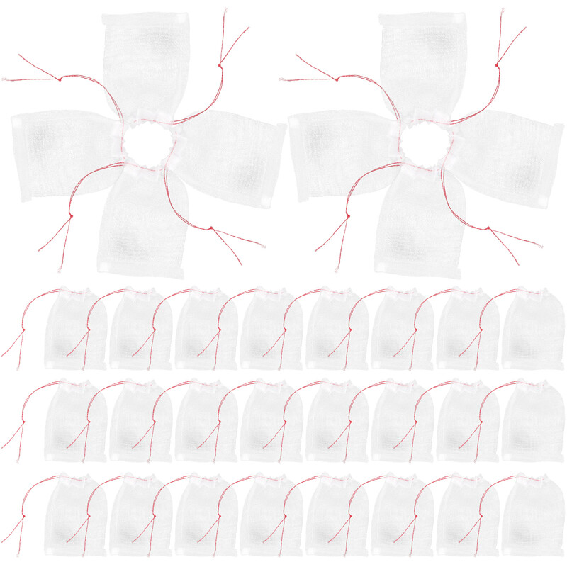 50 vnt Vaisių tinkliniai maišeliai Užtraukiami tinkliniai maišeliai Augalas daržovėms Apsauginis baltas nailono sodas