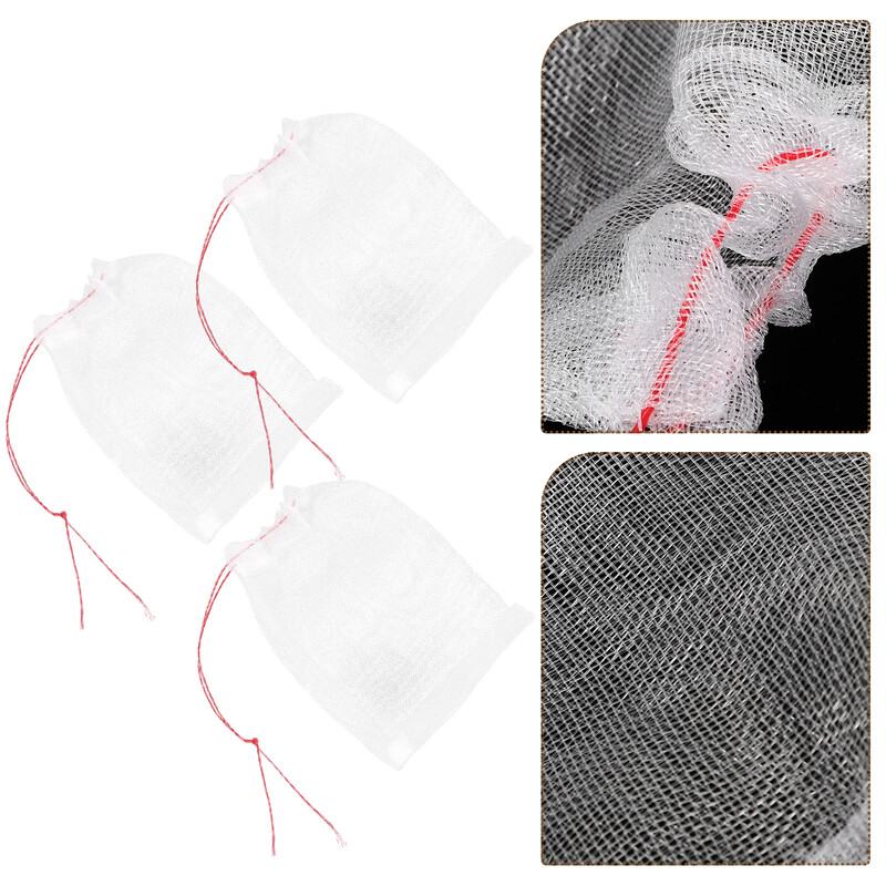 50 vnt Vaisių tinkliniai maišeliai Užtraukiami tinkliniai maišeliai Augalas daržovėms Apsauginis baltas nailono sodas