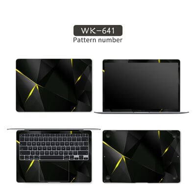 Čierny geometrický kryt, nálepky na notebook, fólia na notebook, vinylová nálepka 12", 13,3", 14", 15,6", 17" pre HP/Macbook/Acer/Msi, ozdobná nálepka