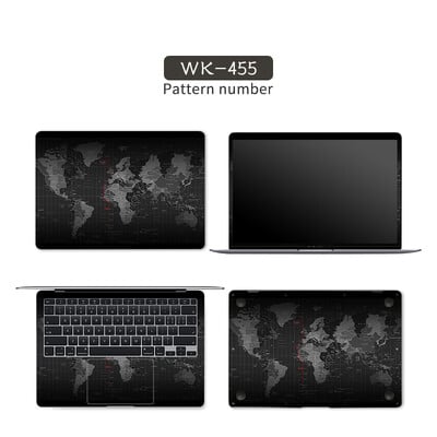Čierny geometrický kryt, nálepky na notebook, fólia na notebook, vinylová nálepka 12", 13,3", 14", 15,6", 17" pre HP/Macbook/Acer/Msi, ozdobná nálepka