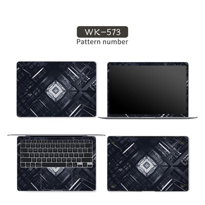 Čierny geometrický kryt, nálepky na notebook, fólia na notebook, vinylová nálepka 12", 13,3", 14", 15,6", 17" pre HP/Macbook/Acer/Msi, ozdobná nálepka