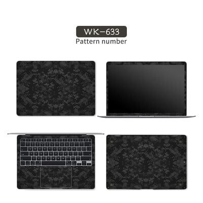 Čierny geometrický kryt, nálepky na notebook, fólia na notebook, vinylová nálepka 12", 13,3", 14", 15,6", 17" pre HP/Macbook/Acer/Msi, ozdobná nálepka