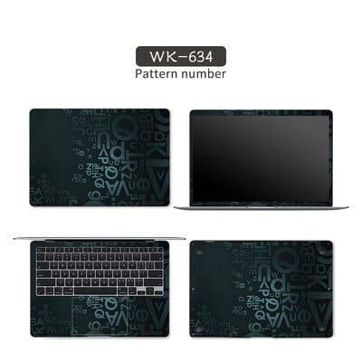 Čierny geometrický kryt, nálepky na notebook, fólia na notebook, vinylová nálepka 12", 13,3", 14", 15,6", 17" pre HP/Macbook/Acer/Msi, ozdobná nálepka