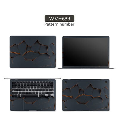 Čierny geometrický kryt, nálepky na notebook, fólia na notebook, vinylová nálepka 12", 13,3", 14", 15,6", 17" pre HP/Macbook/Acer/Msi, ozdobná nálepka