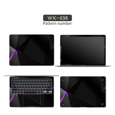 Čierny geometrický kryt, nálepky na notebook, fólia na notebook, vinylová nálepka 12", 13,3", 14", 15,6", 17" pre HP/Macbook/Acer/Msi, ozdobná nálepka