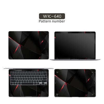Čierny geometrický kryt, nálepky na notebook, fólia na notebook, vinylová nálepka 12", 13,3", 14", 15,6", 17" pre HP/Macbook/Acer/Msi, ozdobná nálepka
