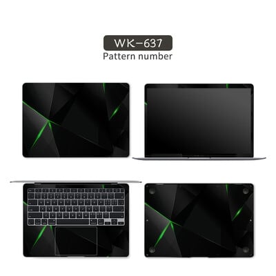 Čierny geometrický kryt, nálepky na notebook, fólia na notebook, vinylová nálepka 12", 13,3", 14", 15,6", 17" pre HP/Macbook/Acer/Msi, ozdobná nálepka
