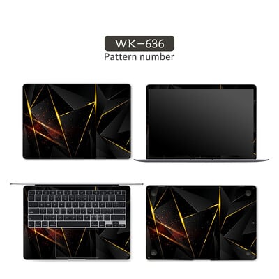 Čierny geometrický kryt, nálepky na notebook, fólia na notebook, vinylová nálepka 12", 13,3", 14", 15,6", 17" pre HP/Macbook/Acer/Msi, ozdobná nálepka