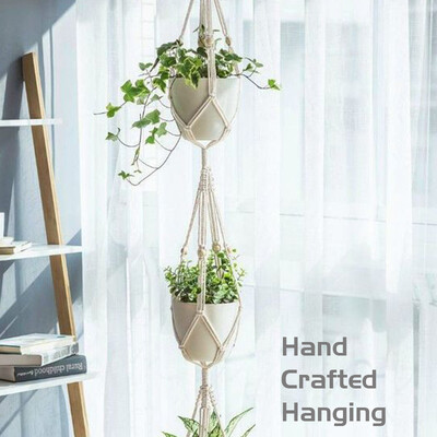 Umeraș pentru plante de macrame realizat manual Umeraș pentru plante Umeraș pentru ghivece de flori Umeraș pentru jardinieră Decor de perete Curte grădină agățată Jardinier agățat Coș suspendat